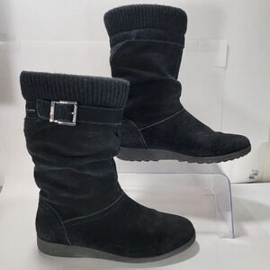 Cougar Women's Vienna Boot 7 Black Suede Pull‎ On Slouch Boho Winter Leather